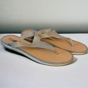 Shoe Aholic silver glittery flip flops